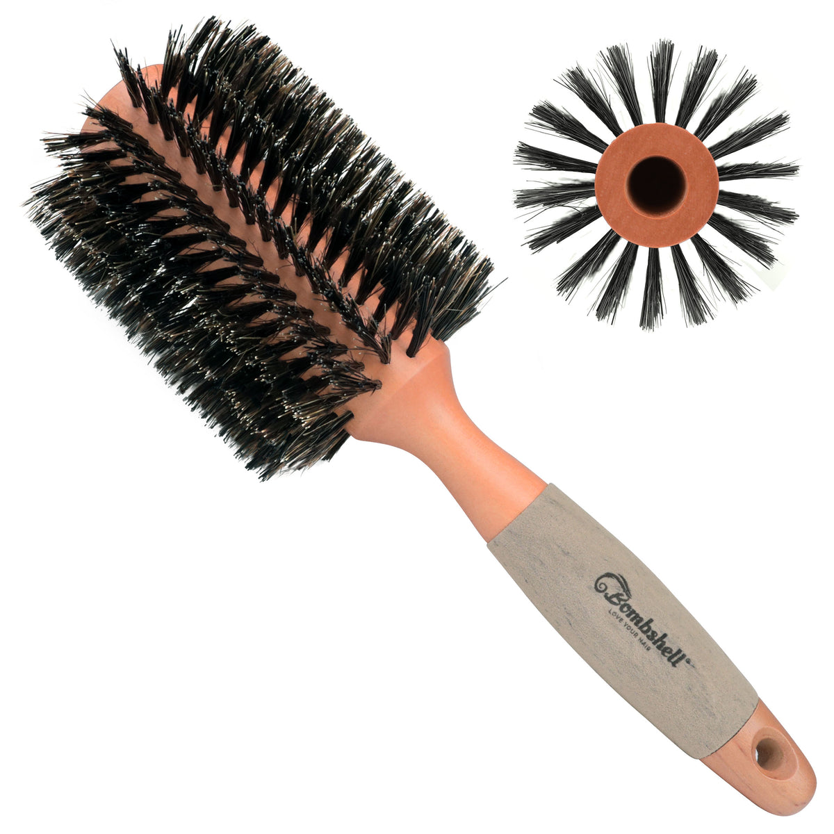 Made in Germany - Boar Bristle Round Brush - Adds Volume and Bounce, Promotes