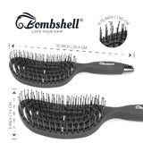 Bombshell Vent Brush — Curved, Zin Zagged Vented Hair Brush for Blow Drying, Styling, Detangling, Natural Rubber Flex Vented Brush for Women and Men (Large Oval PIN)