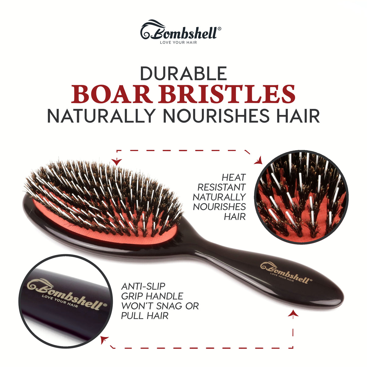 Bombshell Oval Cushion Brush — 8⅞″ Boar & Nylon