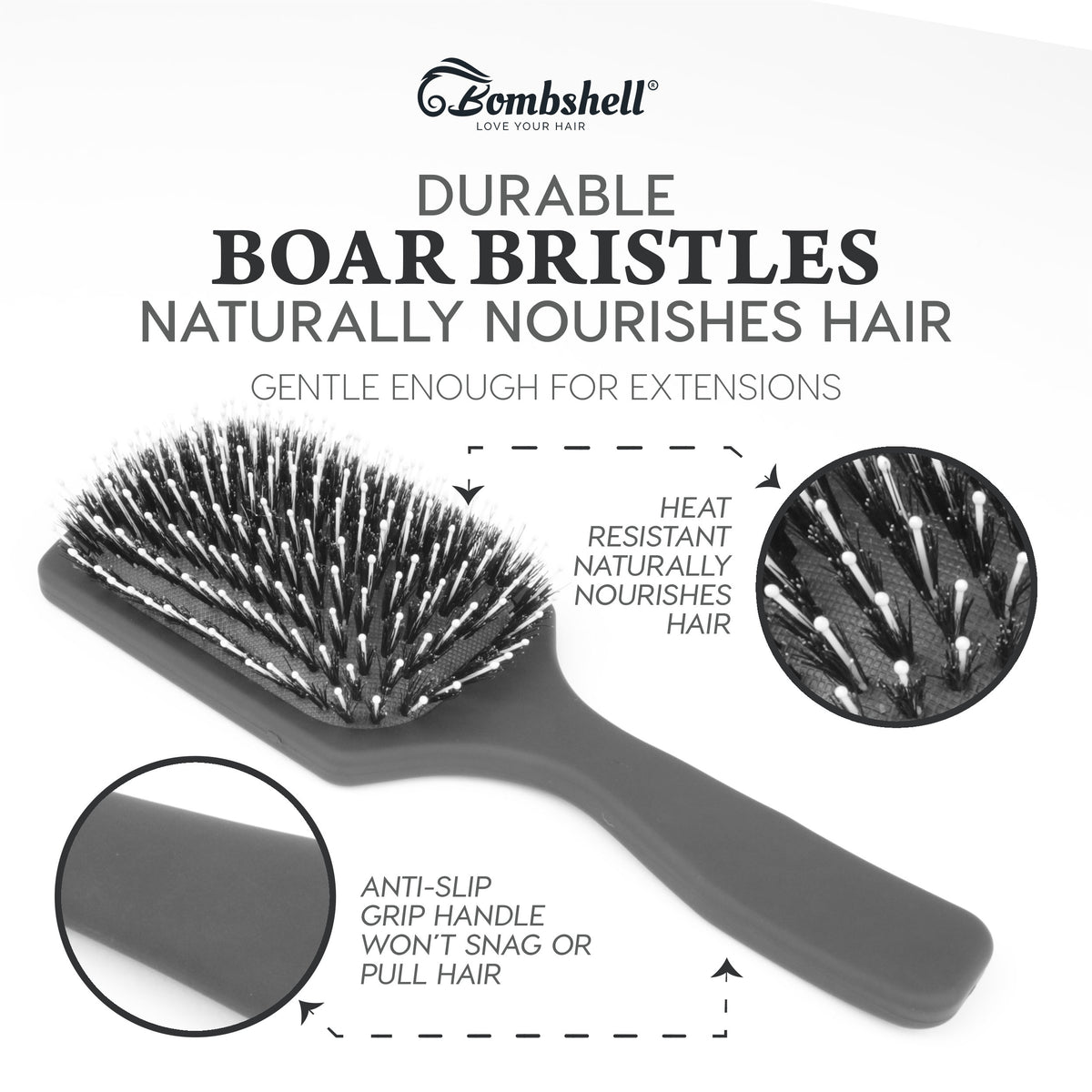 Bombshell Paddle Brush — Medium, 8¼″ Boar & Ball Tip