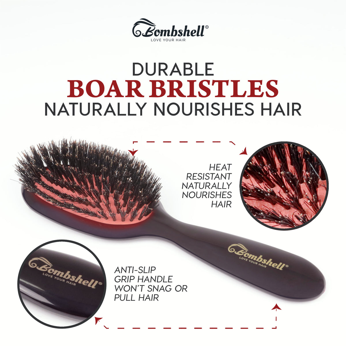 Bombshell Padded Cushion Pocket Hair Brush — Pure Boar Bristle Hair Br –  Peter Louis