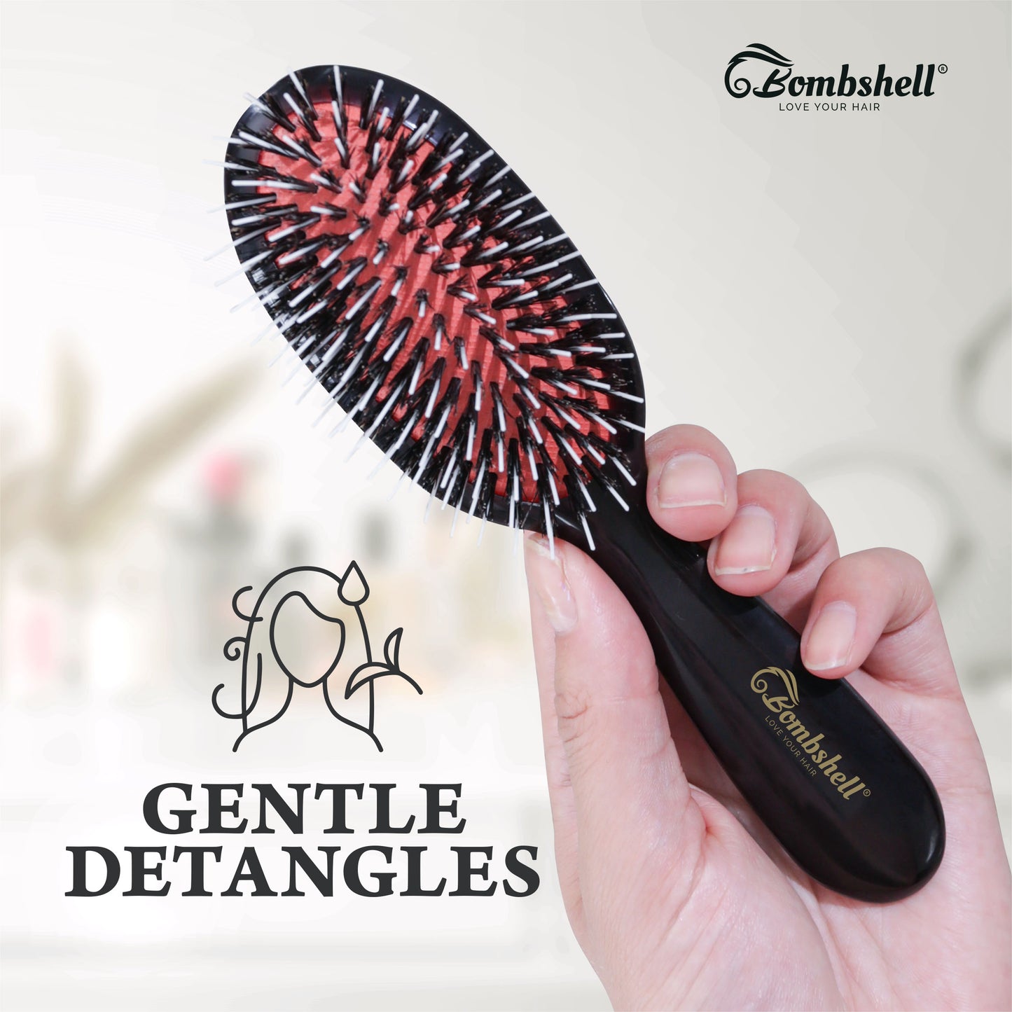Bombshell Pocket Cushion Brush — 7″ Boar & Nylon