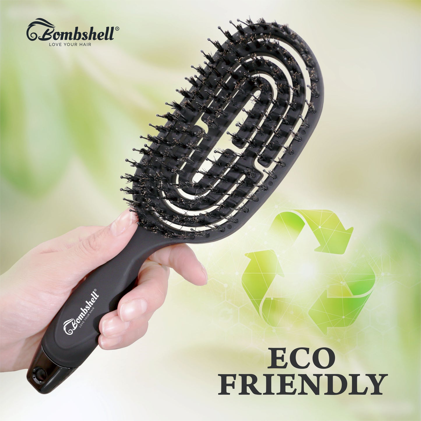 Bombshell Oval Flexible Vent Brush — Boar & Nylon, 9¾″