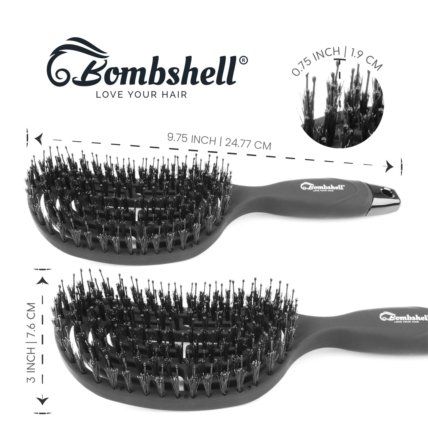 Bombshell Oval Flexible Vent Brush — Boar & Nylon, 9¾″