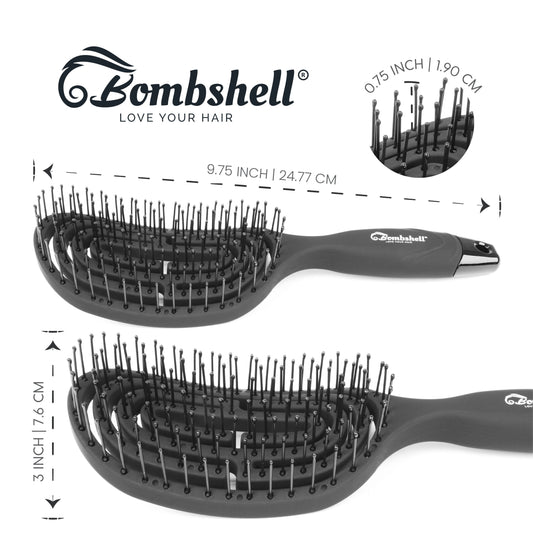 Bombshell Oval Flexible Vent Brush — Ball-Tip Nylon, 9¾″