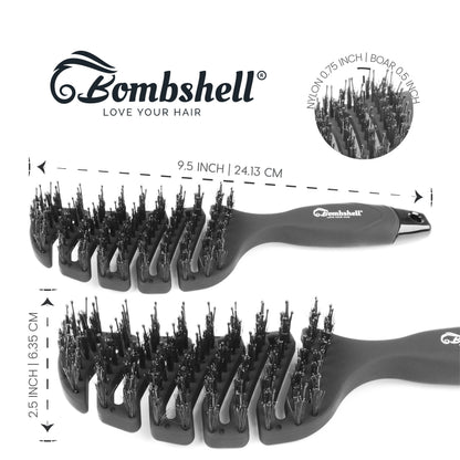 Bombshell Curved Flexible Vent Brush — Boar & Nylon, 9.5″