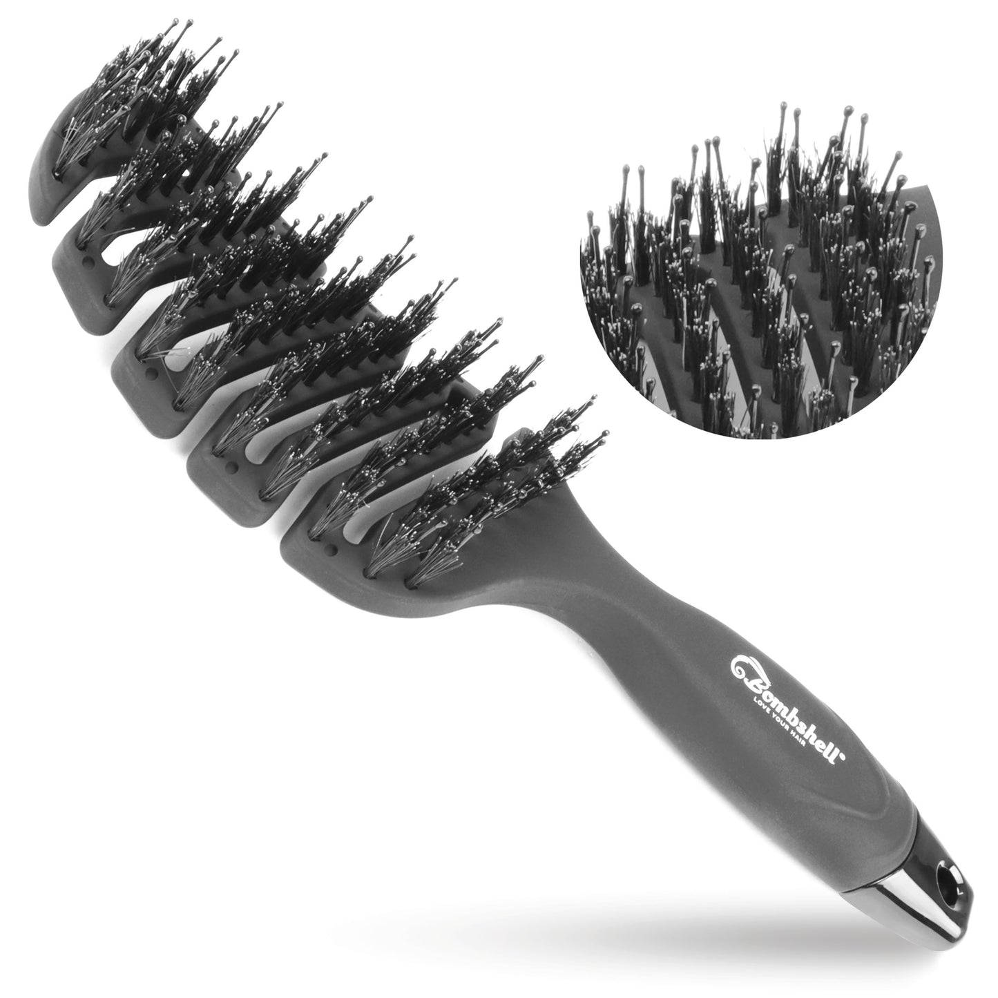 Bombshell Curved Flexible Vent Brush — Boar & Nylon, 9.5″