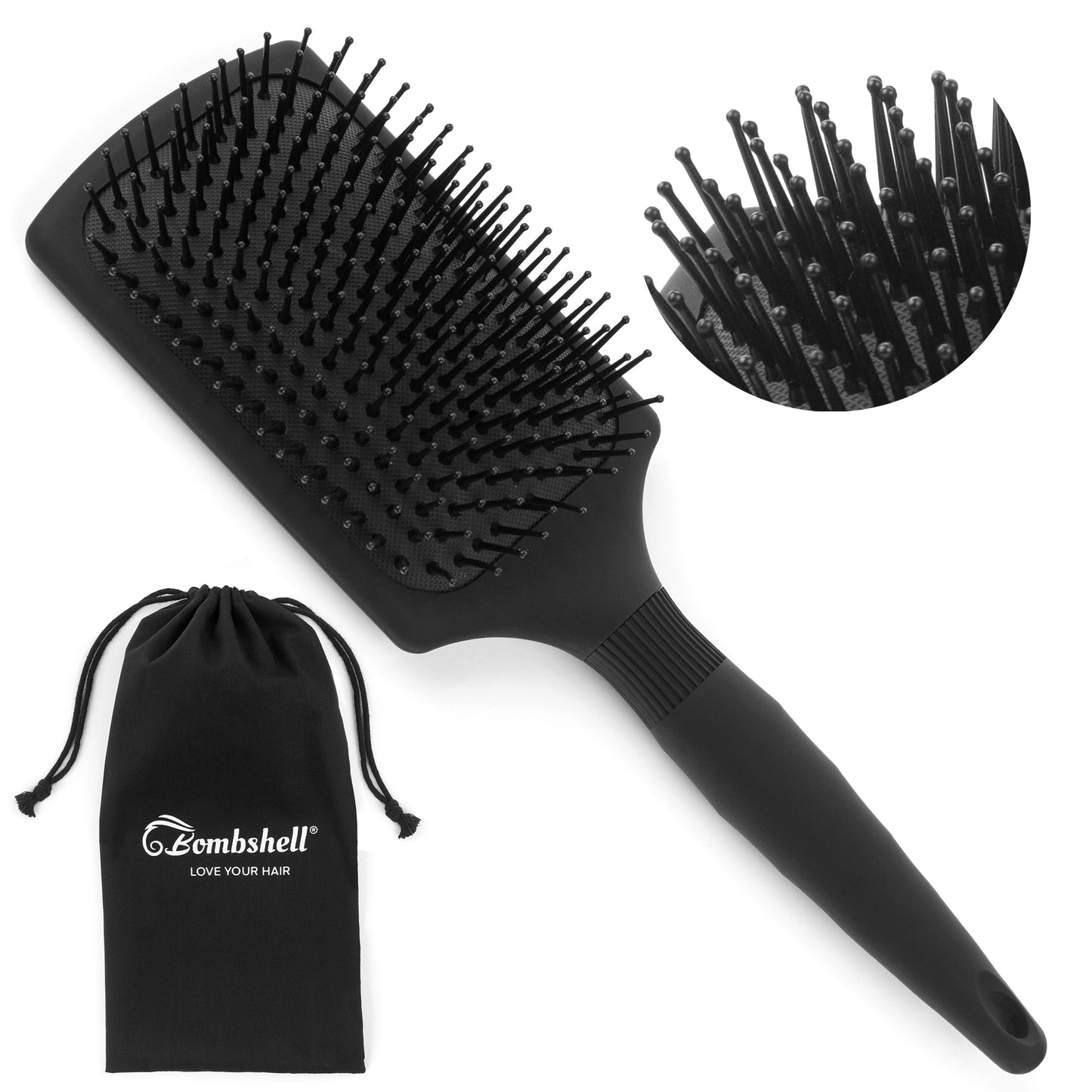 Bombshell Paddle Brush — Long Round Handle, 10¾”
