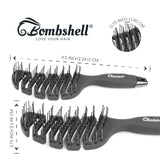 Bombshell Vent Brush Nylon Bristles — Curved, Zin Zagged Vented Hair Brush for Blow Drying, Styling, Detangling, Natural Rubber Flex Vented Brush for Women and Men