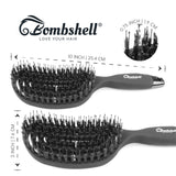 Bombshell Vent Brush — Curved, Vented Hair Brush for Blow Drying, Styling, Detangling, Natural Rubber Flex Vented Brush for Women and Men (Large Oval Pin & Boar)