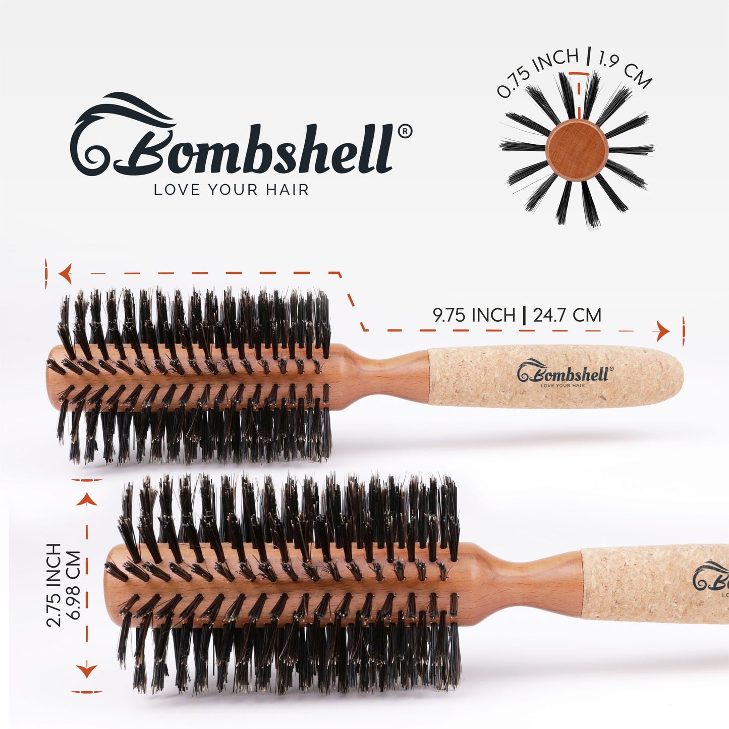 Bombshell Cork Round Brush — 2.5″