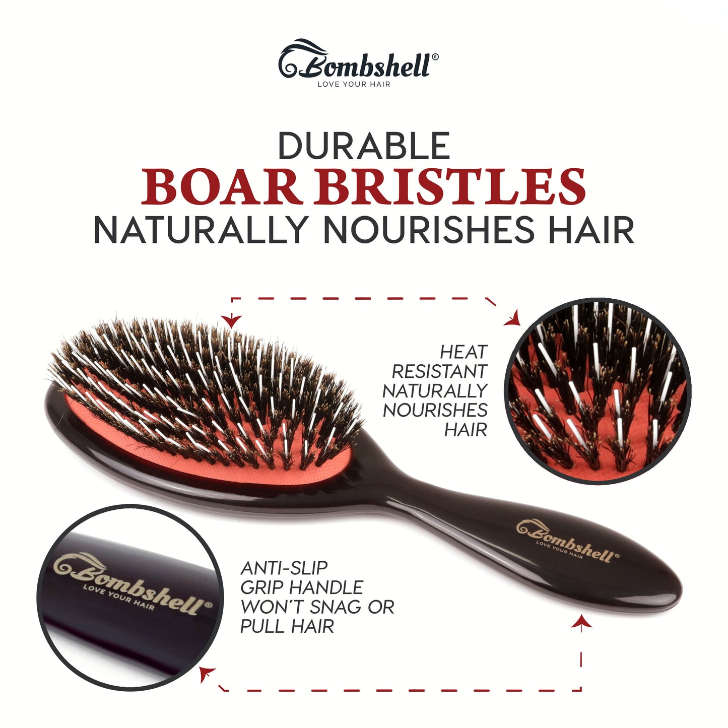 Bombshell Oval Cushion Brush — 8⅞″ Boar & Nylon