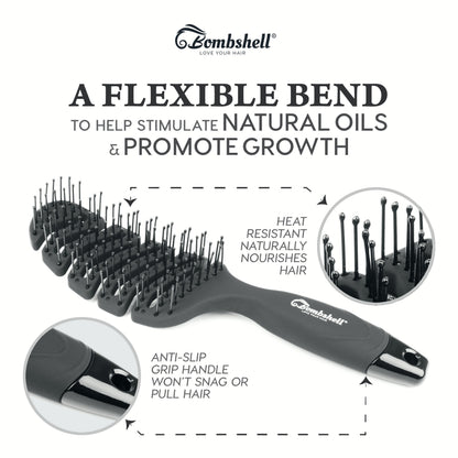 Bombshell Curved Flexible Vent Brush — Ball-Tip Nylon, 9.5″