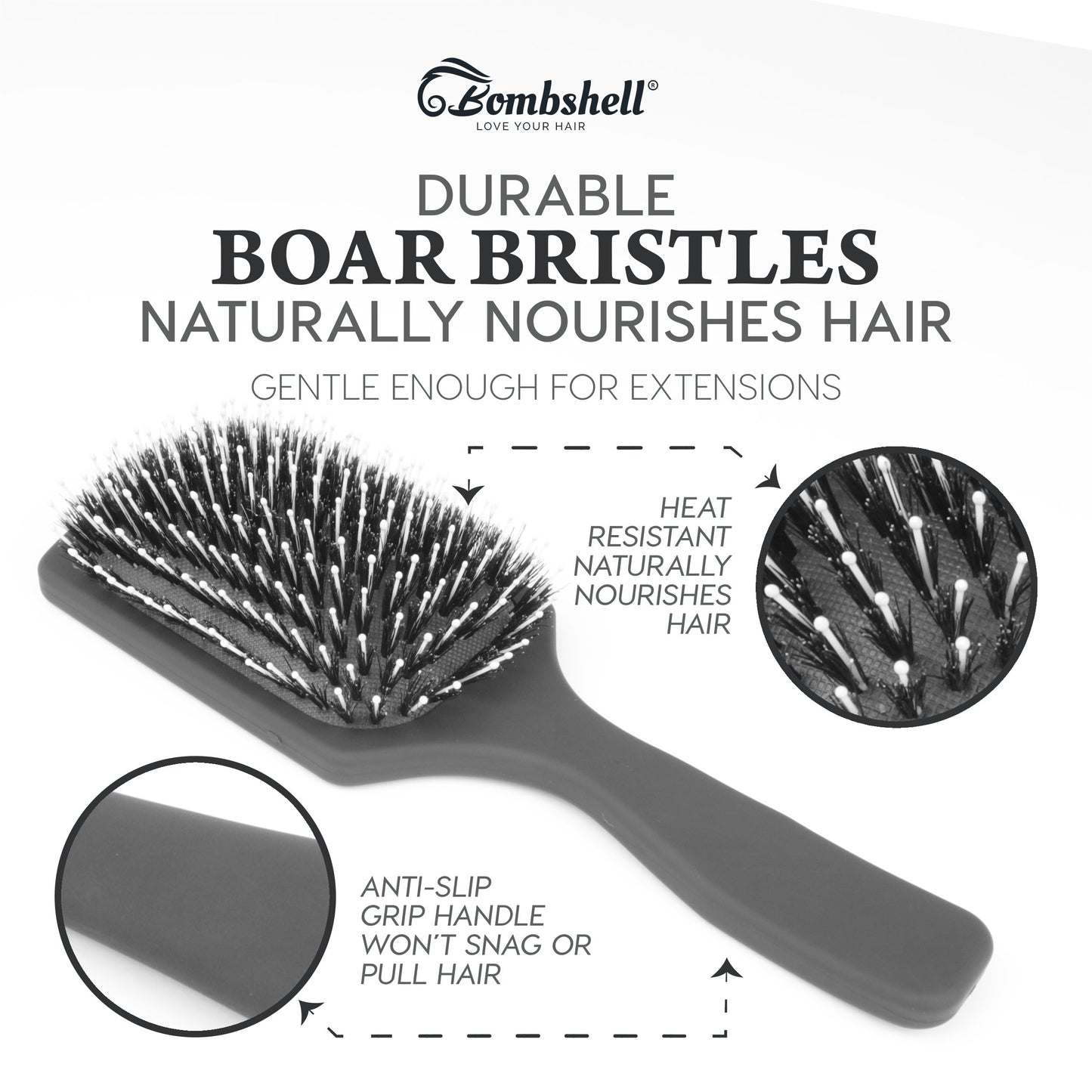 Bombshell Paddle Brush — Medium, 8¼″ Boar & Ball Tip