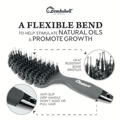 Bombshell Curved Flexible Vent Brush — Boar & Nylon, 9.5″