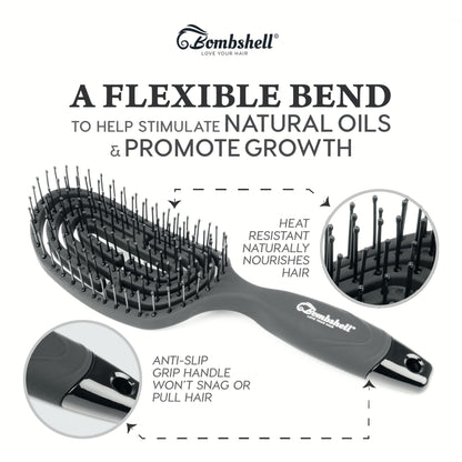 Bombshell Oval Flexible Vent Brush — Ball-Tip Nylon, 9¾″