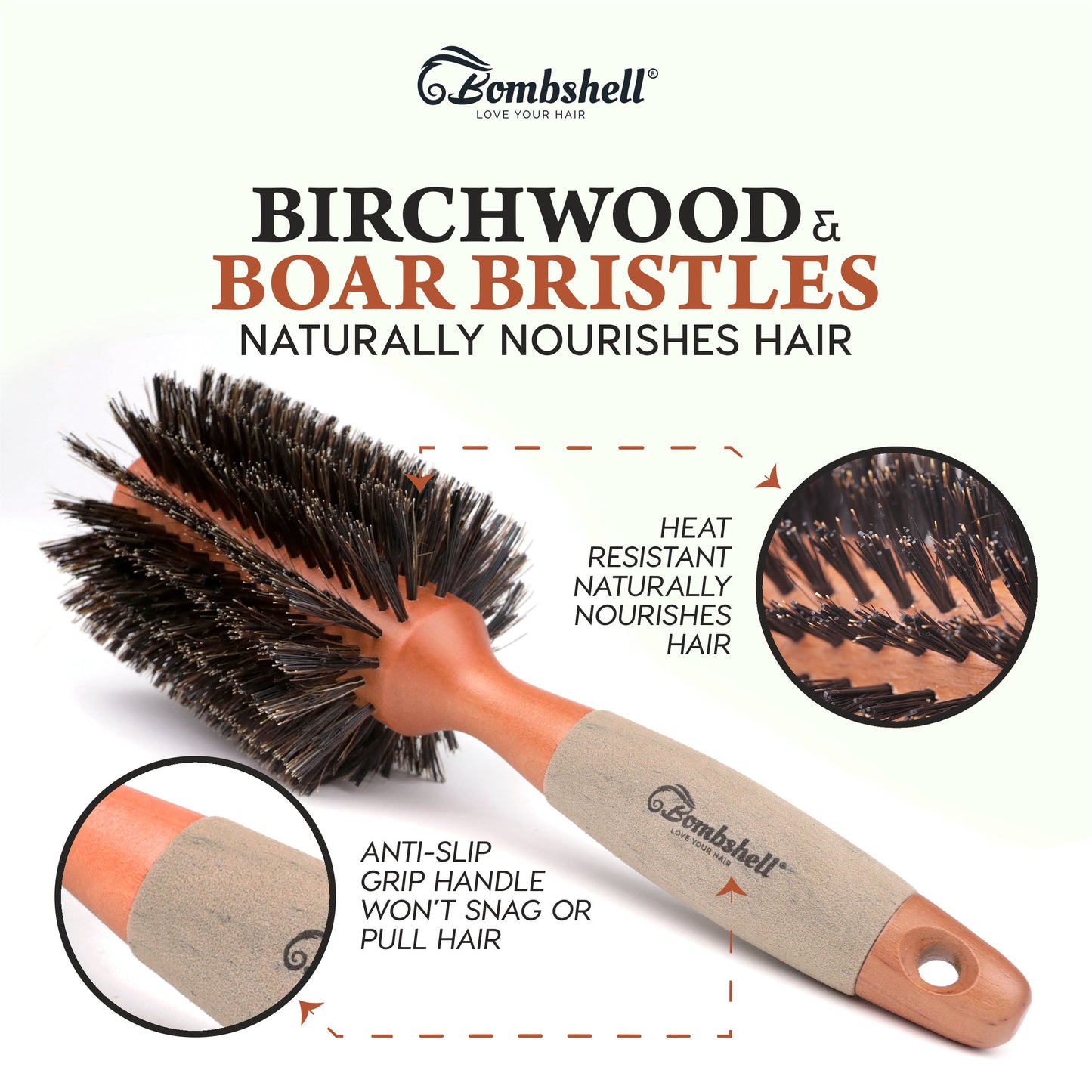 Bombshell Birch Wood Round Brush — 3″