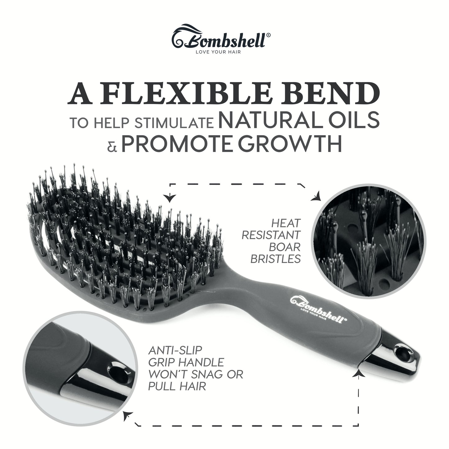 Bombshell Oval Flexible Vent Brush — Boar & Nylon, 9¾″