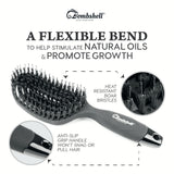 Bombshell Vent Brush — Curved, Vented Hair Brush for Blow Drying, Styling, Detangling, Natural Rubber Flex Vented Brush for Women and Men (Large Oval Pin & Boar)