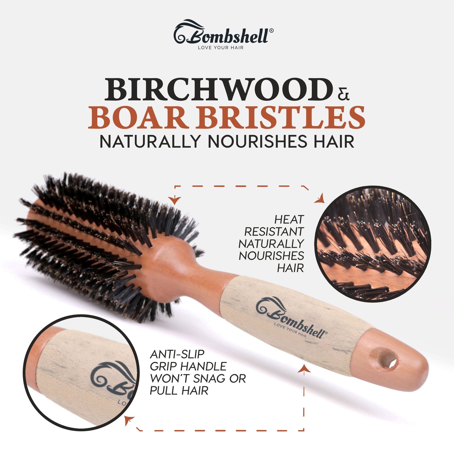 Bombshell Birch Wood Round Brush — 2.5″