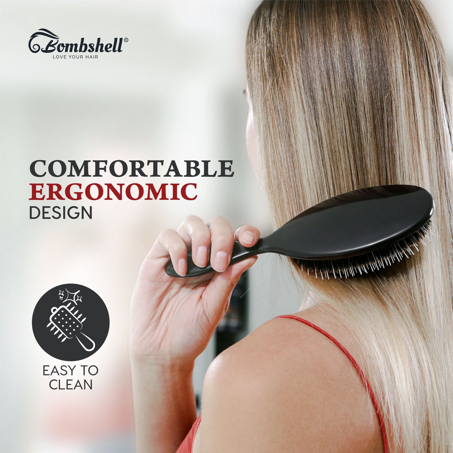 Bombshell Oval Cushion Brush — 8⅞″ Boar & Nylon