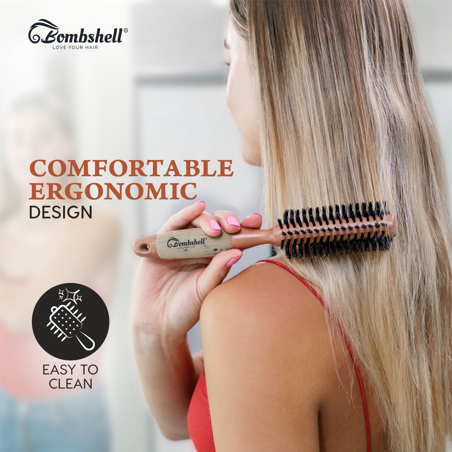 Bombshell Birch Wood Round Brush — 1.75″