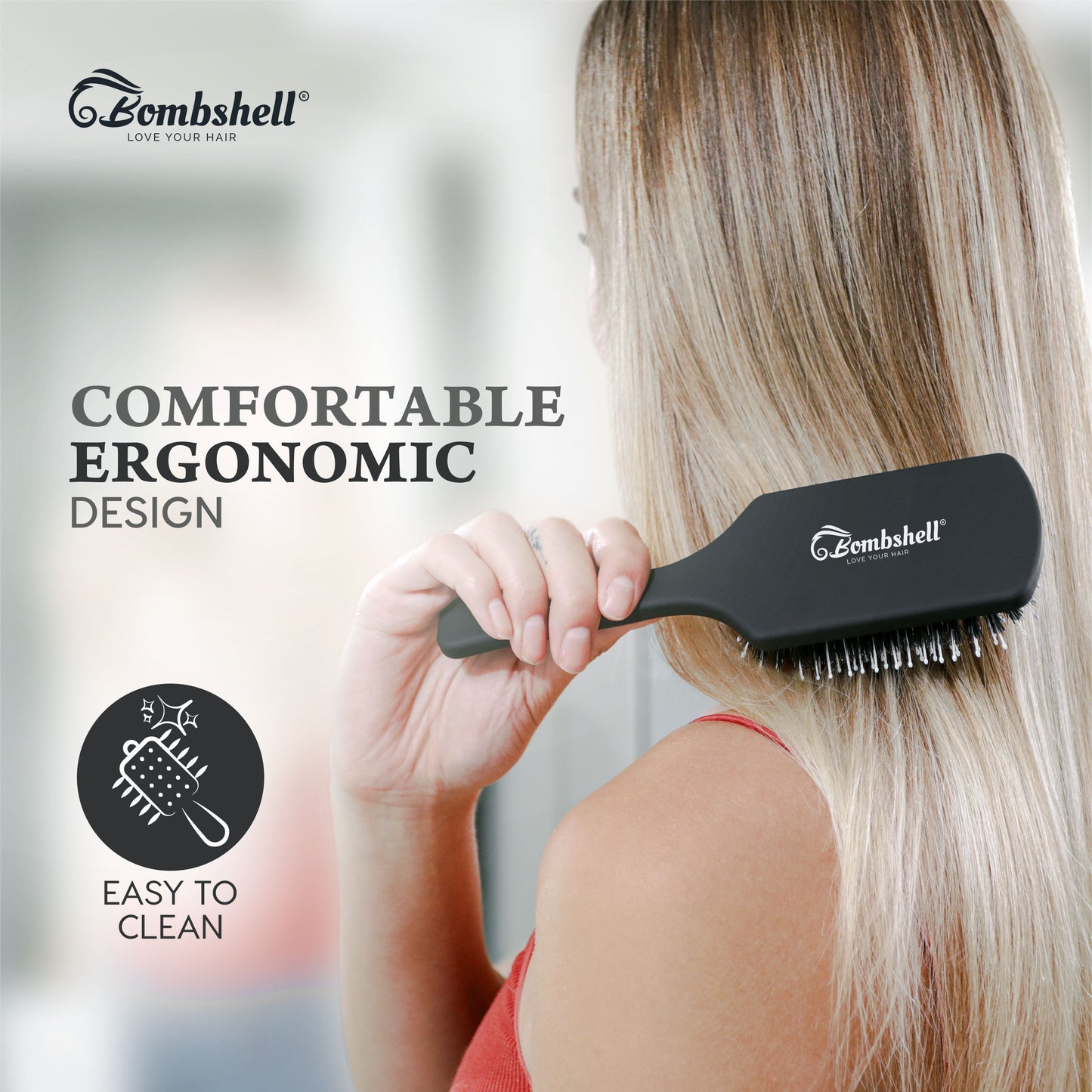 Bombshell Paddle Brush — Medium, 8¼″ Boar & Ball Tip