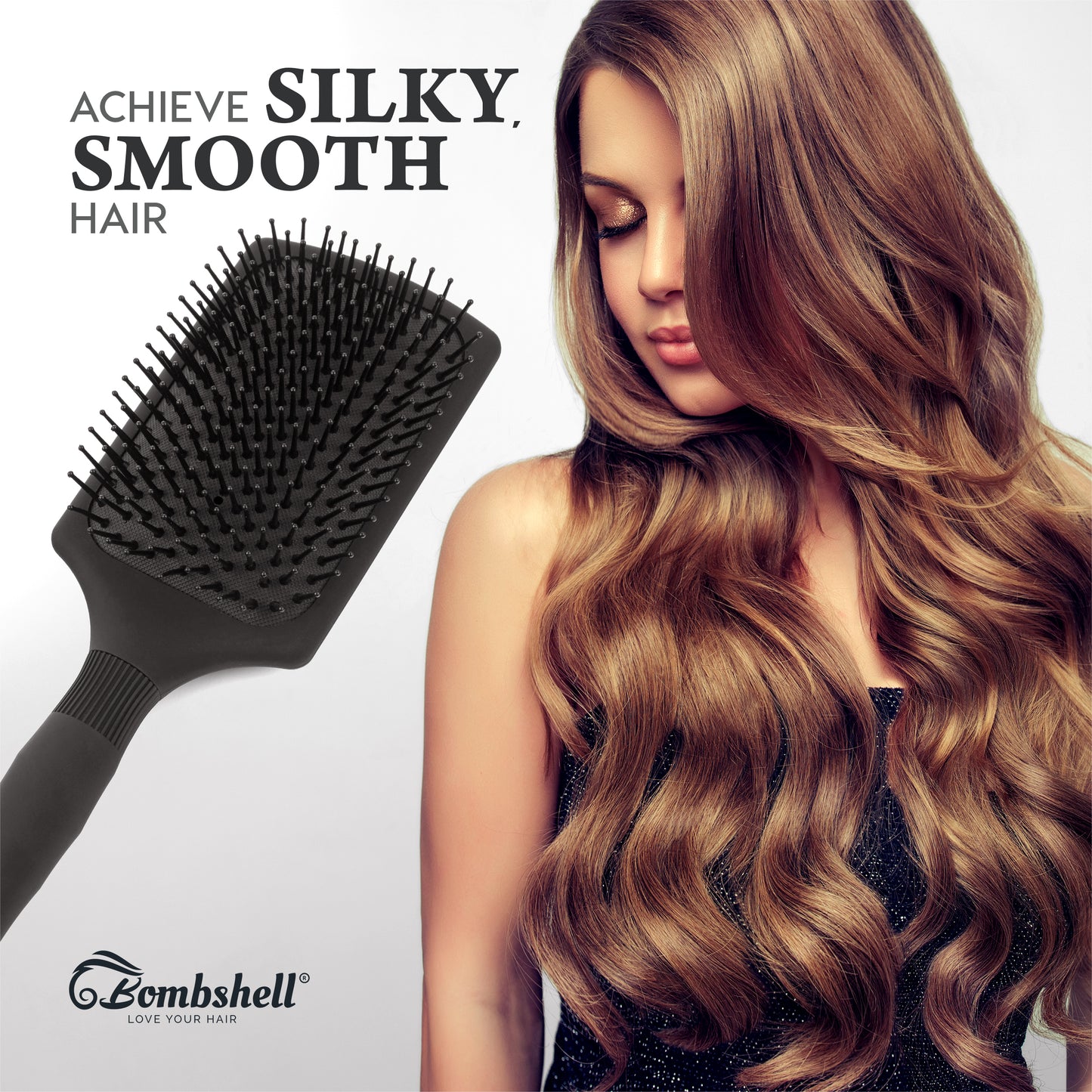 Bombshell Paddle Brush — Long Round Handle, 10¾”
