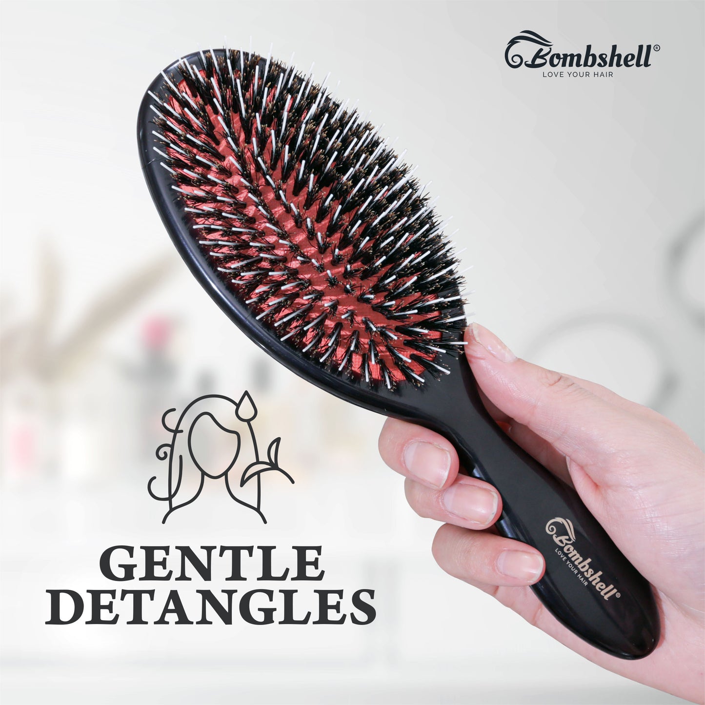 Bombshell Oval Cushion Brush — 8⅞″ Boar & Nylon
