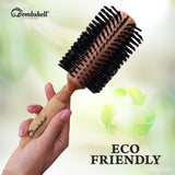 Bombshell Sustainable 3" Round Hair Brush Longer Bristle — Birchwood and Cork Handle Hairbrush with Boar Bristles, Ergonomic Boar Bristle Hair Brush Round for Blow Drying, Curling, and Styling