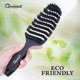 Bombshell Vent Brush Nylon and Boar Bristles — Curved, Zin Zagged Vented Hair Brush for Blow Drying, Styling, Detangling, Natural Rubber Flex Vented Brush for Women and Men